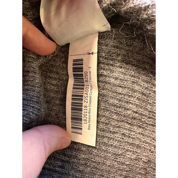 Quince Baby Alpaca Wool Cropped Cardigan Charcoal Size S CozySweater QuietLuxury - Picture 9 of 9